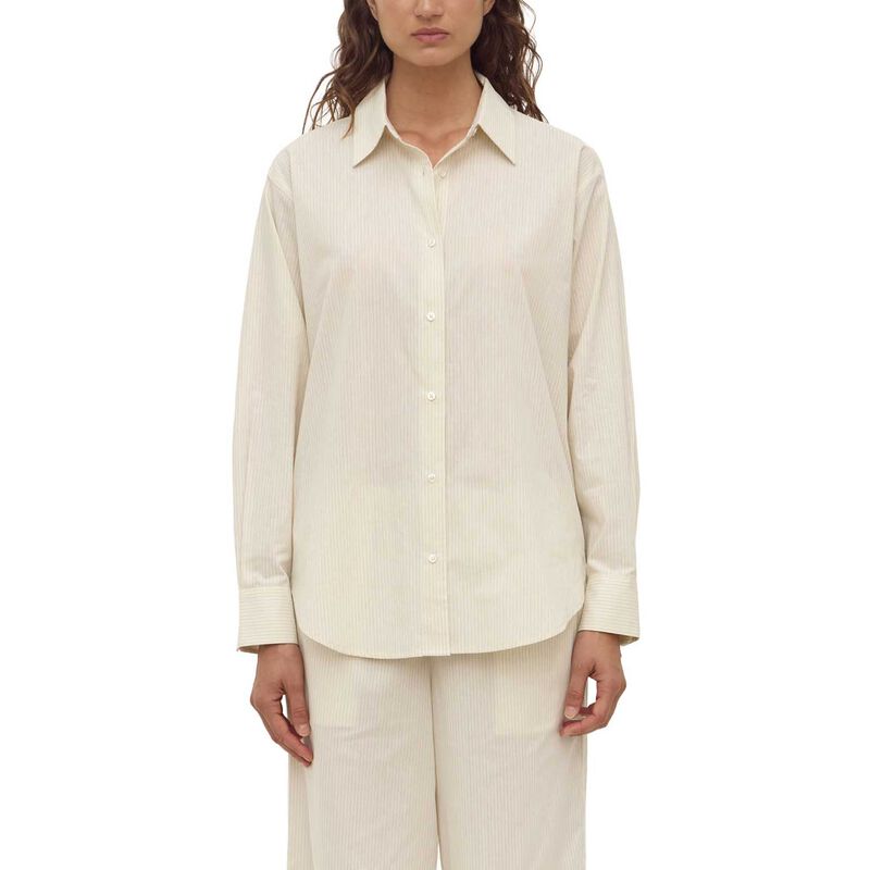 Assembly Label Marina Stripe Fitted Shirt White/Grey Stripe image number 0